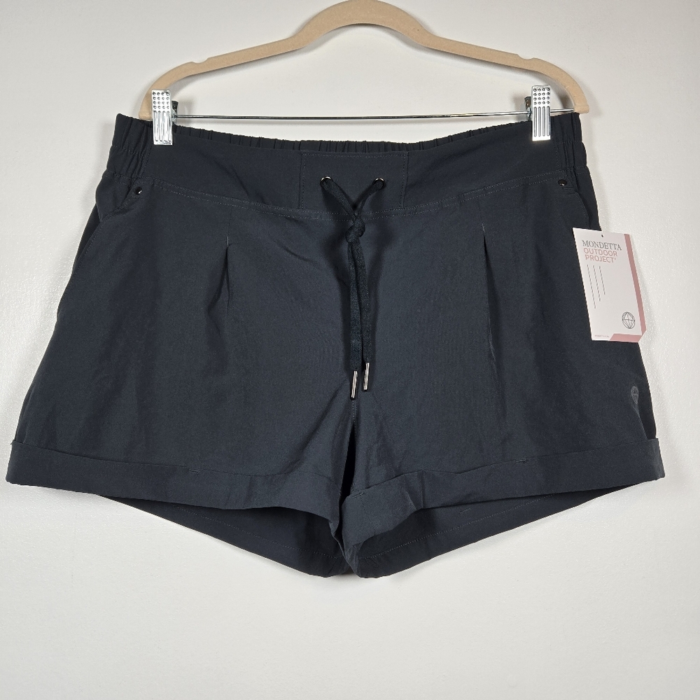 NEW Mondetta Dark Teal Tie Front Outdoor Camping Hiking Shorts Size XL